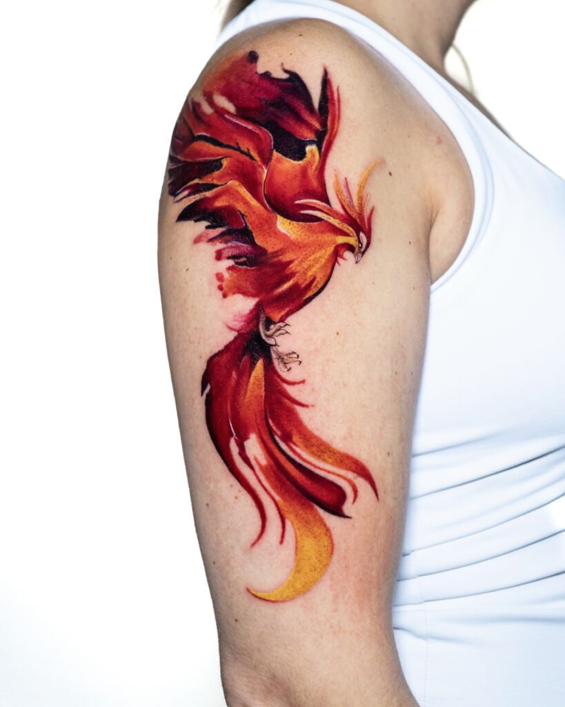 Vibrant phoenix tattoo on arm