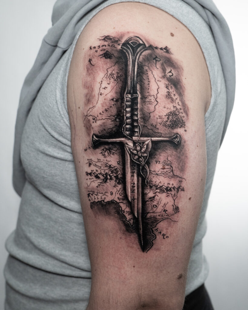 Blackwork Dagger Tattoo
