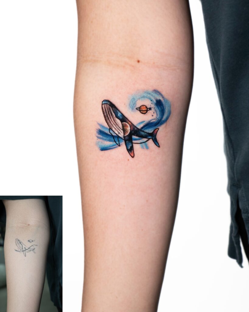 Coverup Whale Color Tattoo