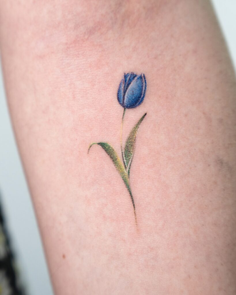Blue tulip tattoo