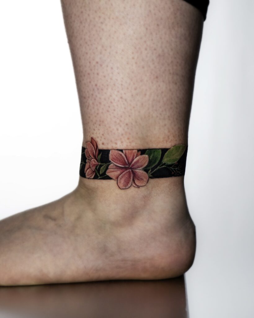 Floral Ankle Band Tattoo