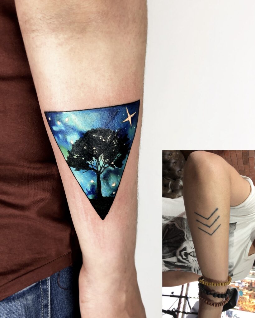 Coverup Galaxy Tree Tattoo