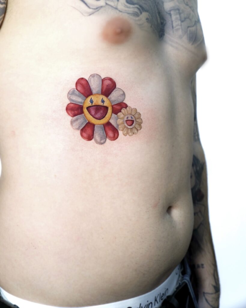 Color Daisy Cartoon Tattoo