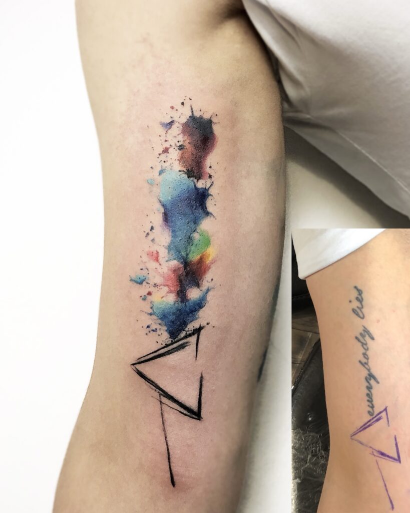 Coverup Prism Tattoo with watercolour effect
